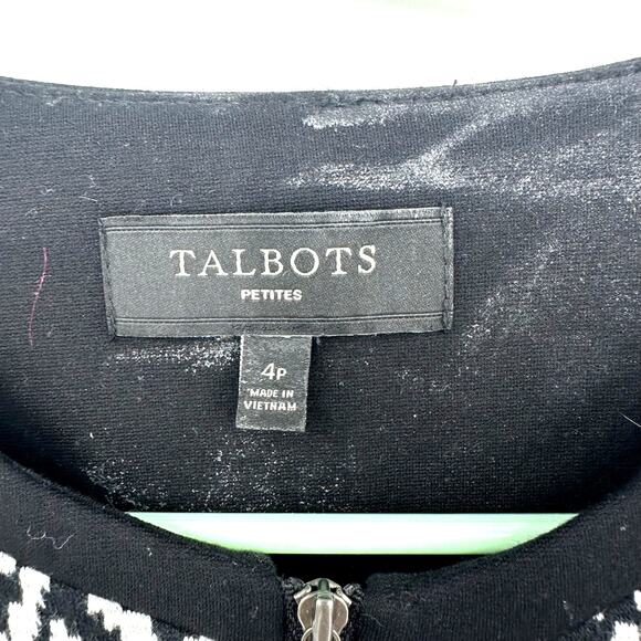 Talbots Size 4 Petite Jacket Black & White Zig Zag Zip Up Workwear Business - Picture 3 of 4